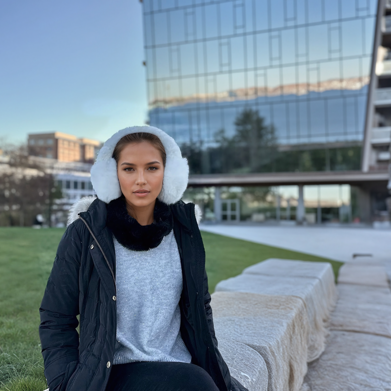 Alpaca Fur Earmuffs - White – James Weiss New England