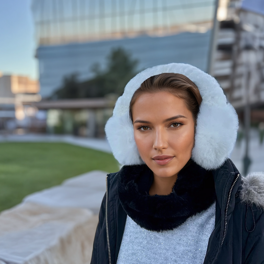 Alpaca Fur Earmuffs - White