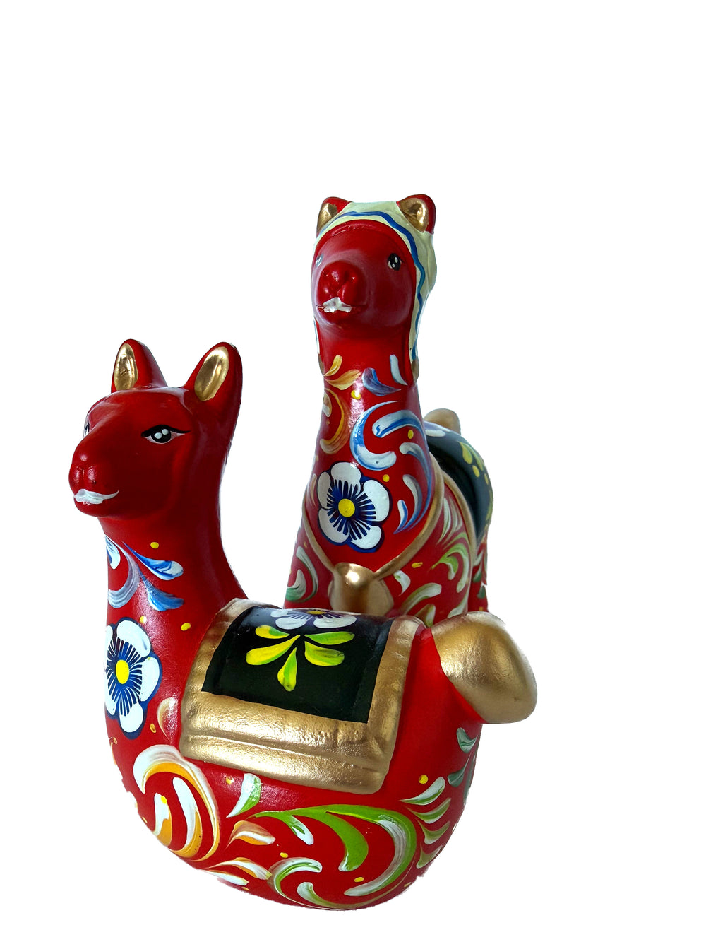 Artisan Peruvian Llama Duet with Chullo Hat (2)