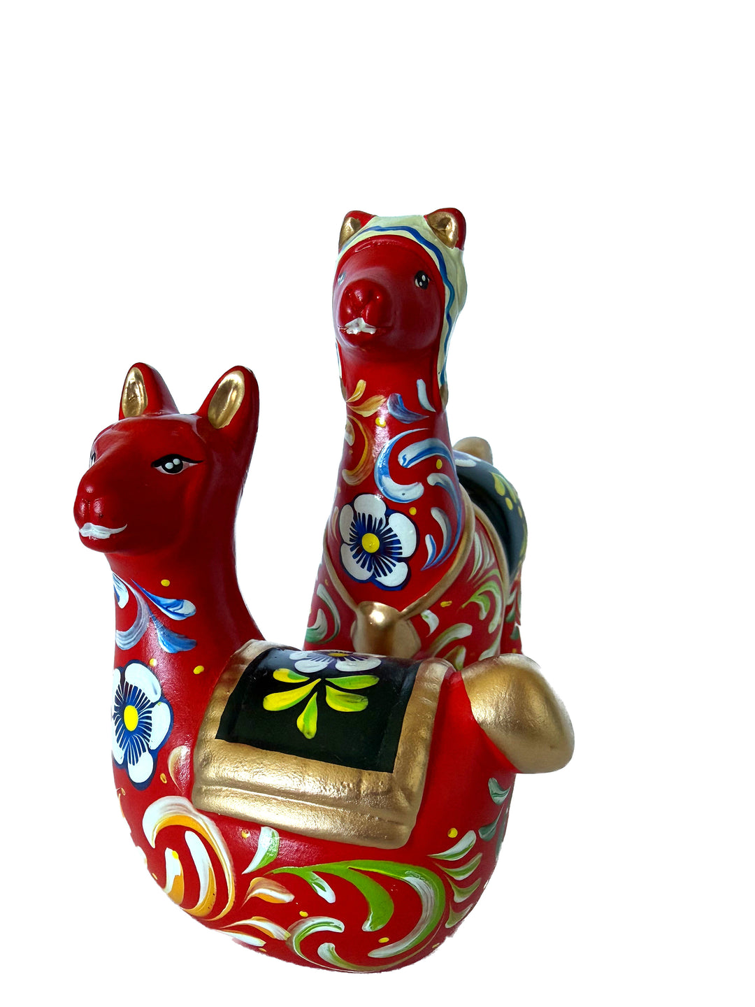Artisan Peruvian Llama Duet with Chullo Hat (2)