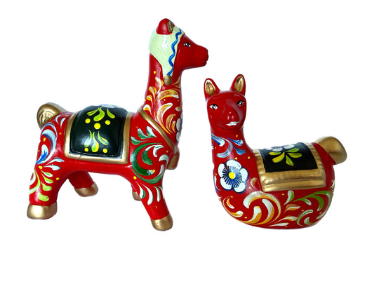 Artisan Peruvian Llama Duet with Chullo Hat (1)