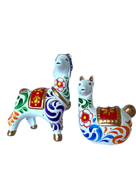 Artisan Peruvian Llama Duet with Chullo Hat (1)