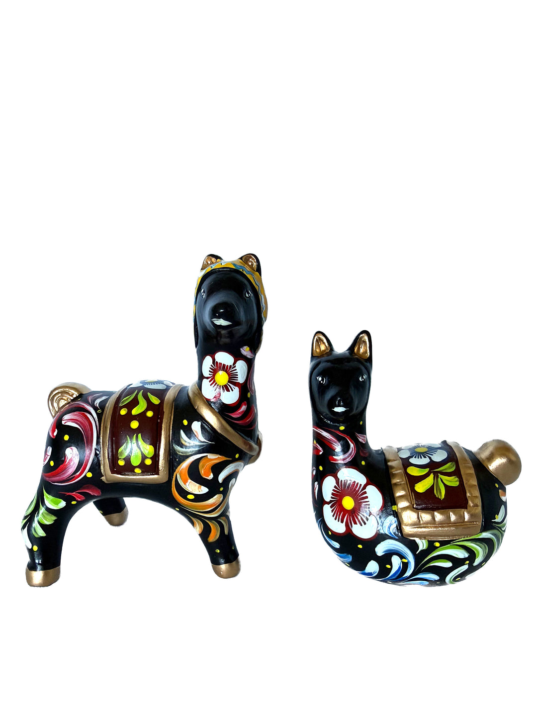Artisan Peruvian Llama Duet with Chullo Hat (1)